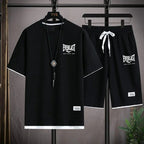 2026 Men's summer suit high quality round neck men's T-shirt 2 pieces shorts running quick dry leisure quick dry.