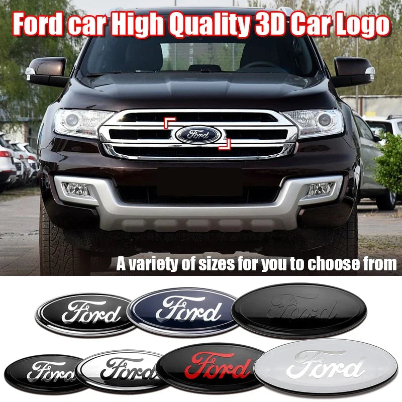 Ford Metal All Sizes Logo For Focus Mondeo Edge Ecosport Fiesta Fusion Rear Trunk Emblem Metal Cover Sticker Badge Classic Blue