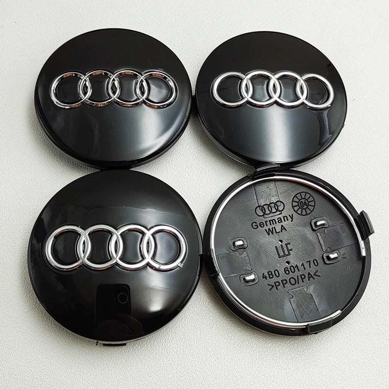 4pcs 60mm Black Grey Car Styling Badge Wheel Center Hub Cap Rim Caps For Audi Emblem 4B0601170 A1 A3 A4 A5 A6 Auto Accessories