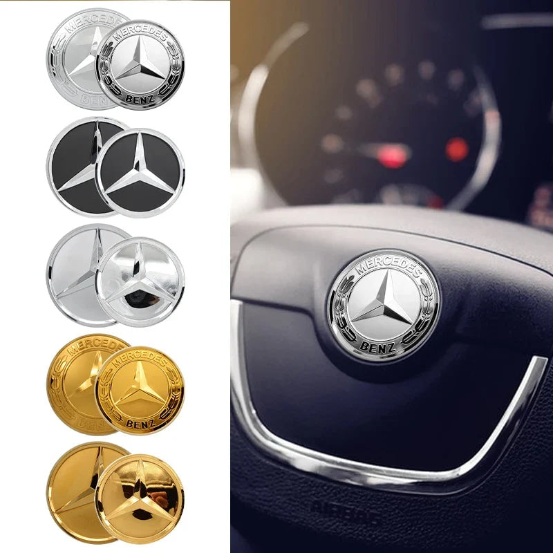 1Pc 52mm 57mm Car Steering Wheel Center Emblem Stickers For Mercedes Benz AMG W203 W206 W205 W211 W212 W210 W201 Badge Accessory