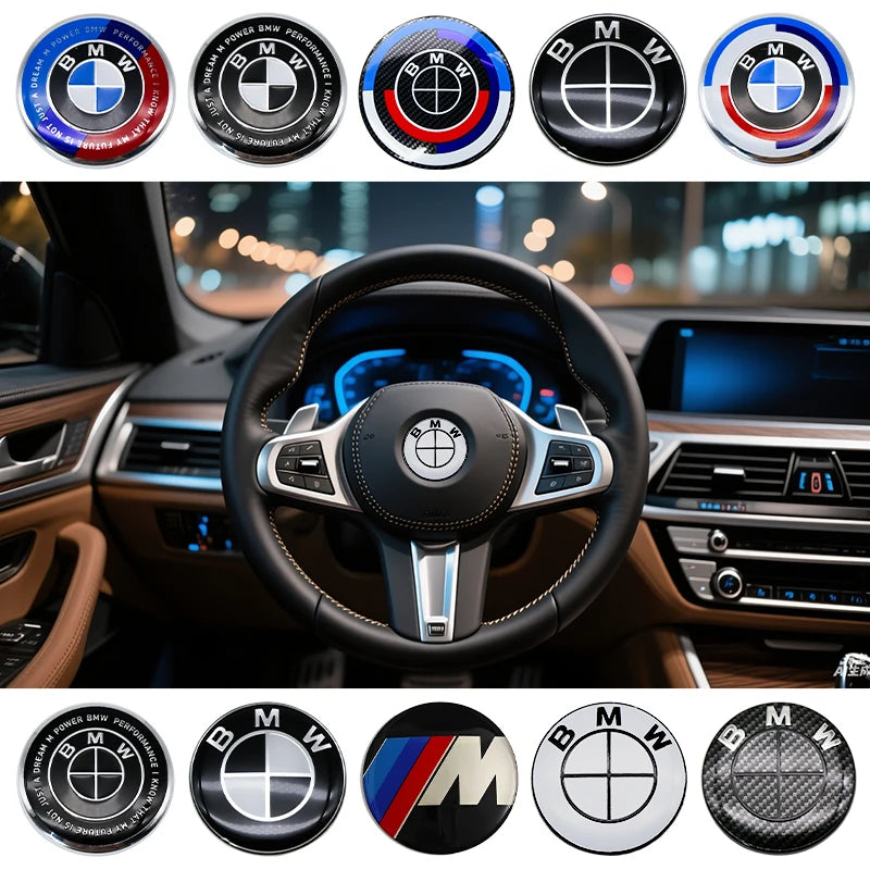 45mm 47mm Steering Wheel Center Emblem Badge Sticker For BMW E39 E46 E60 E87 E90 E92 F10 F20 F30 G20 Interior Decoration