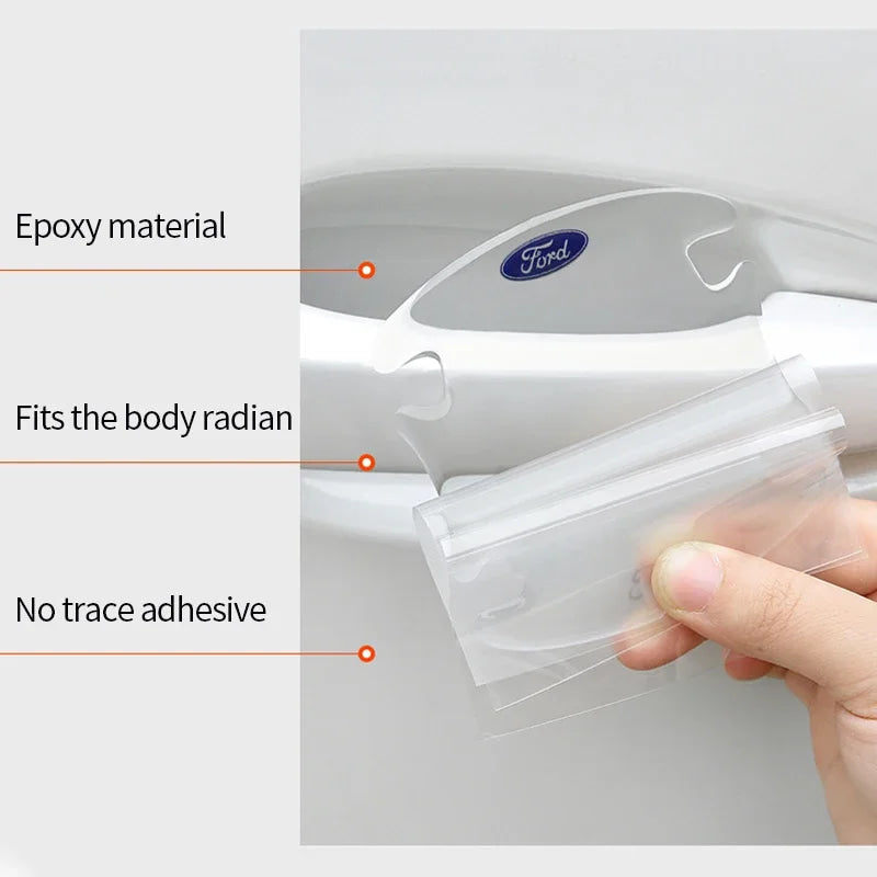 Car Styling Door Bowl Handle Protector Stickers Transparent Anti-scratch Film For Ford Fiesta Mondeo Focus Mk2 Mk3 Ranger Kuga