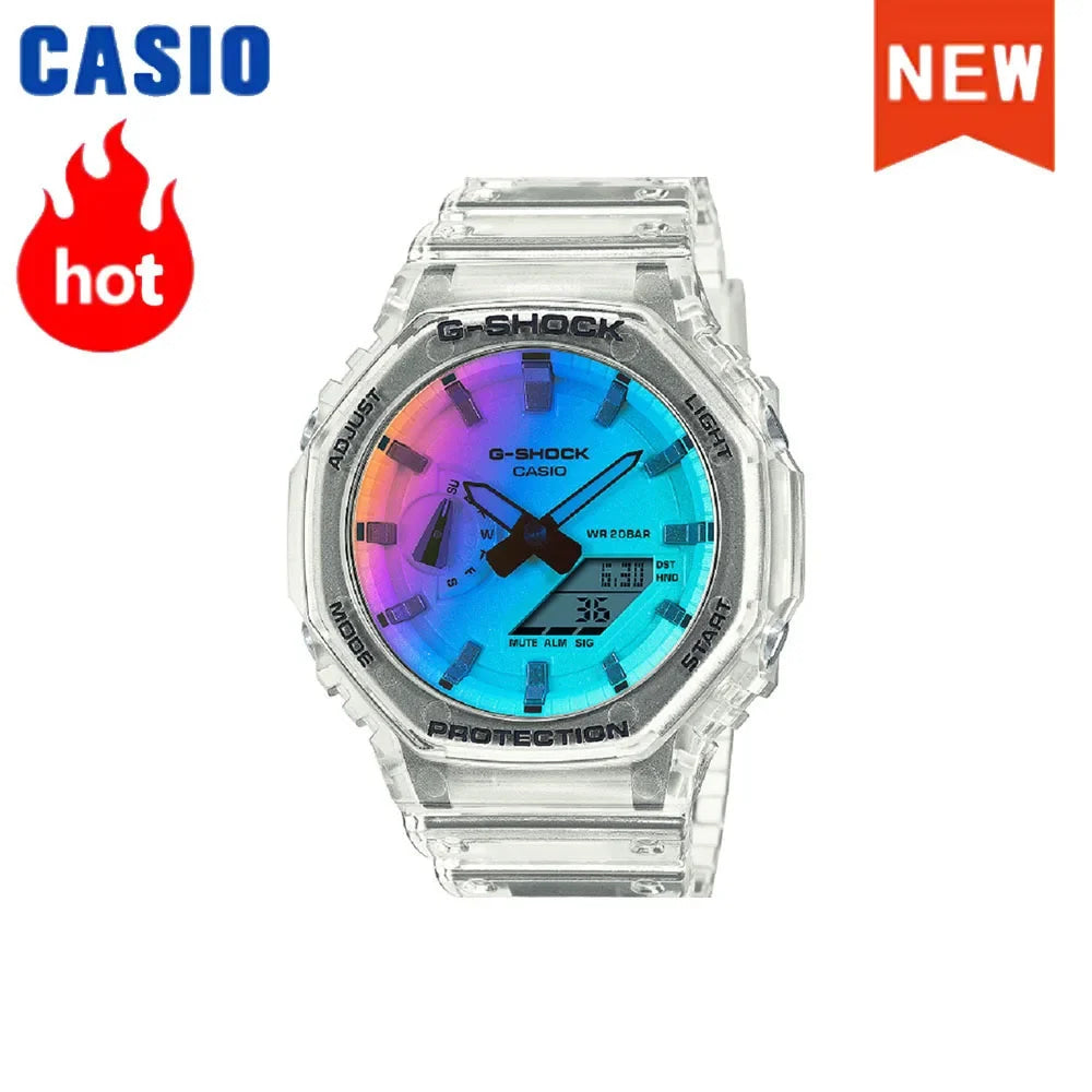 2026 NeW Casio GA-2100 series men's watch Flame Inside trendy sportsmultifunctional fashion anti-shock color disc watch G-SHOCK