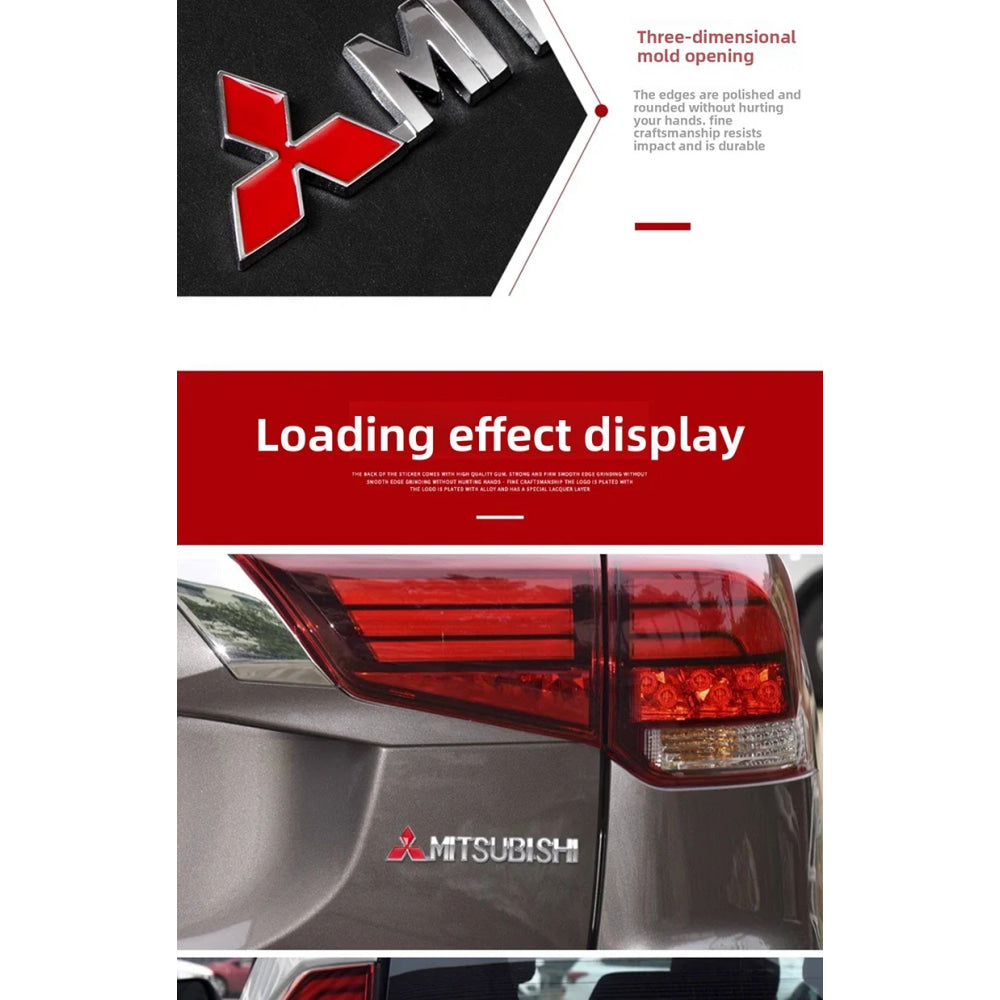 For Mitsubishi Outlander Eclipse Pajero Lancer EVO ASX Triton Attrage Ralliart Delica Car Metal Logo Badge Emblem Sticker