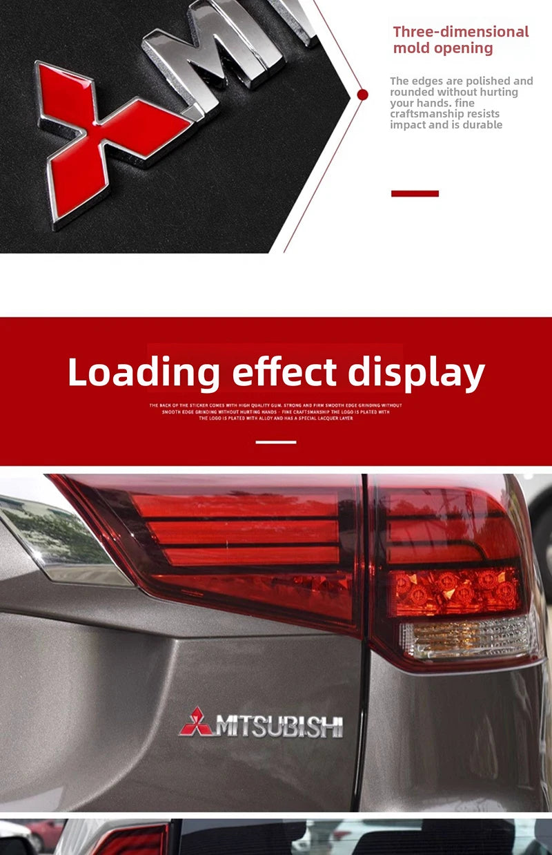 For Mitsubishi Outlander Eclipse Pajero Lancer EVO ASX Triton Attrage Ralliart Delica Car Metal Logo Badge Emblem Sticker