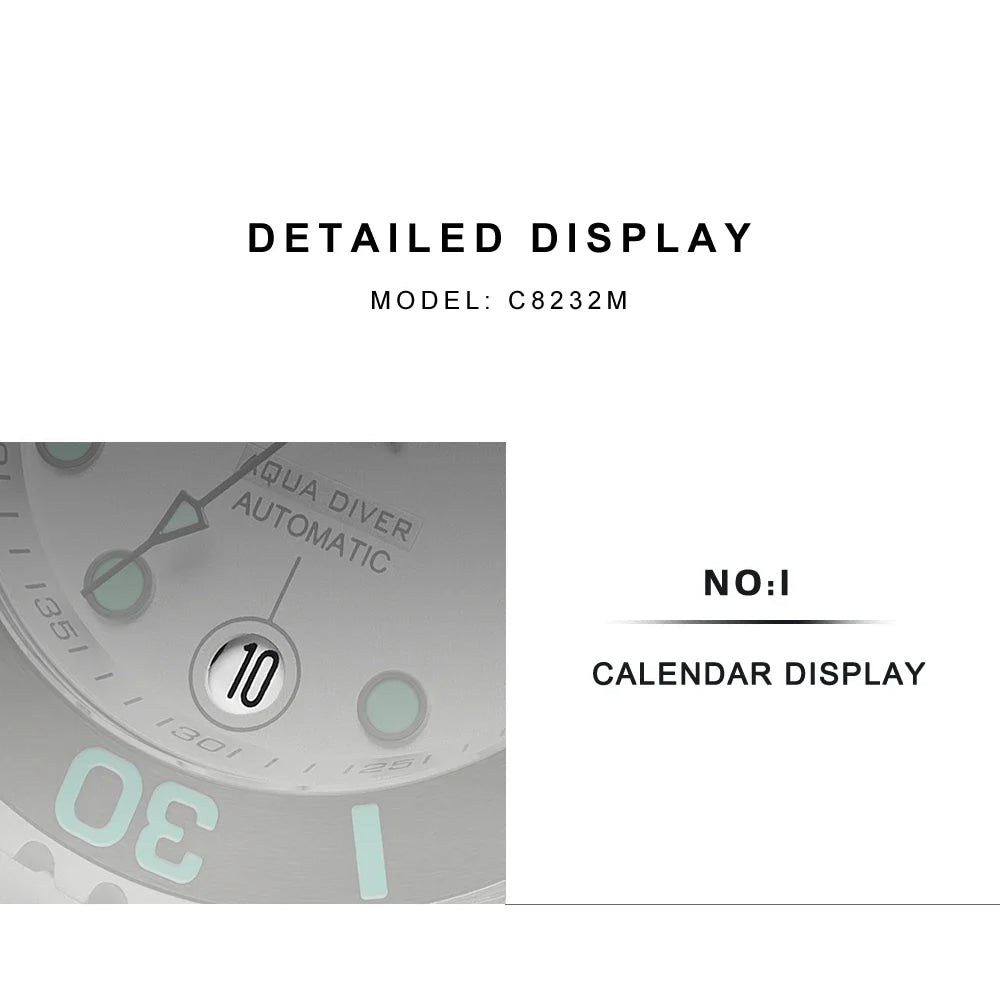 CADISEN AQUA DIVER New Brand Luxury Men Watches Automatic Watch Japan MIYOTA 8215 100M Waterproof Luminous Mechanical Wristwatch