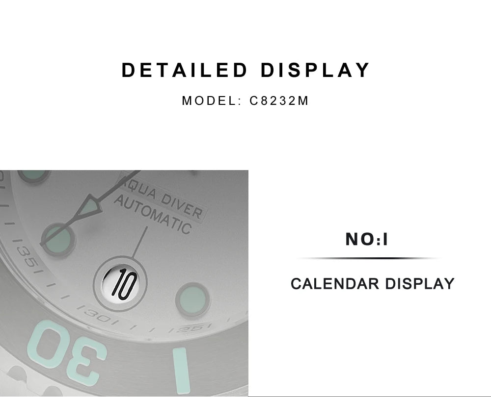 CADISEN AQUA DIVER New Brand Luxury Men Watches Automatic Watch Japan MIYOTA 8215 100M Waterproof Luminous Mechanical Wristwatch
