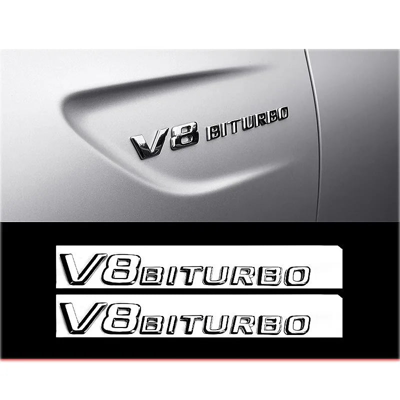 Universal V8 BITURBO 4MATIC+ Car Fender Emblem Badge for Mercedes Benz W220 W201 W222 W204 W176 W124 W212 W213 W177 - Vehicle Ac