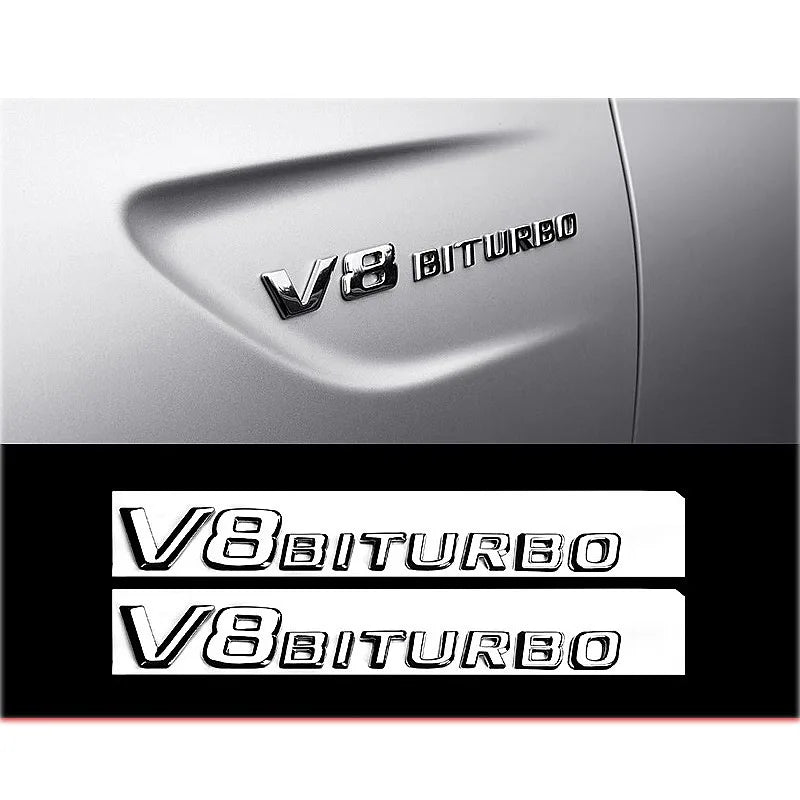 Universal V8 BITURBO 4MATIC+ Car Fender Emblem Badge for Mercedes Benz W220 W201 W222 W204 W176 W124 W212 W213 W177 - Vehicle Ac