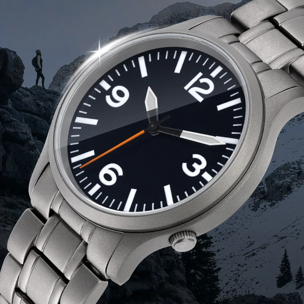 BERNY Full Titanium Watches for Men Super Luminous Sapphire Sports Field Quartz Men's Watch VH31 Wristwatch 5ATM Easy Read