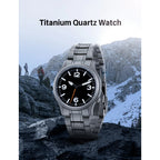 BERNY Full Titanium Watches for Men Super Luminous Sapphire Sports Field Quartz Men's Watch VH31 Wristwatch 5ATM Easy Read