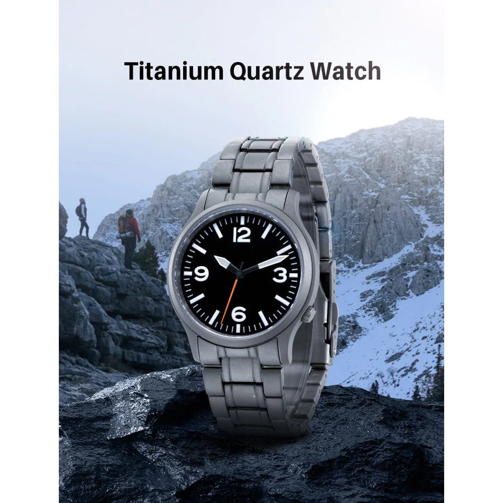 BERNY Full Titanium Watches for Men Super Luminous Sapphire Sports Field Quartz Men's Watch VH31 Wristwatch 5ATM Easy Read