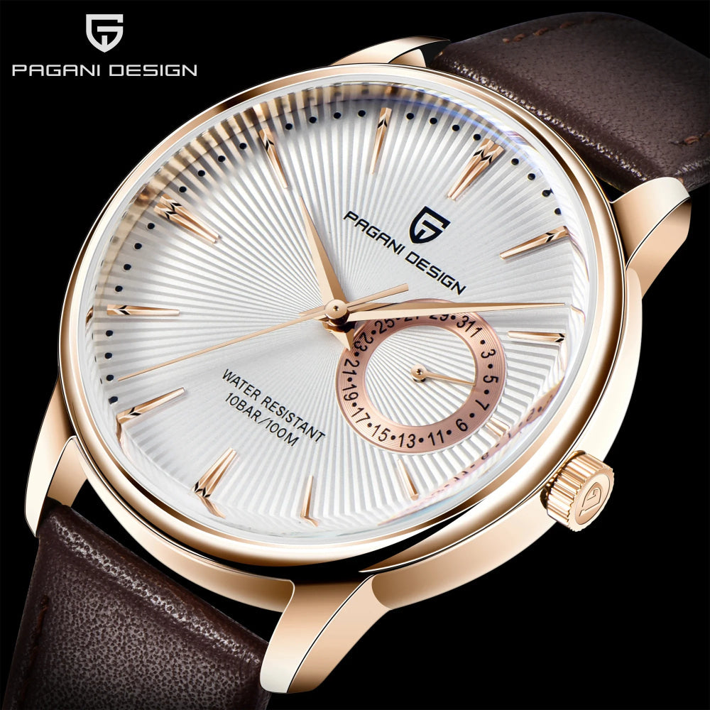2026 Pagani Design Reloj Hombre PD1654 Quartz Watch Men 100M Water Resistant Leather Strap  Fashion Business Wristwatch reloj