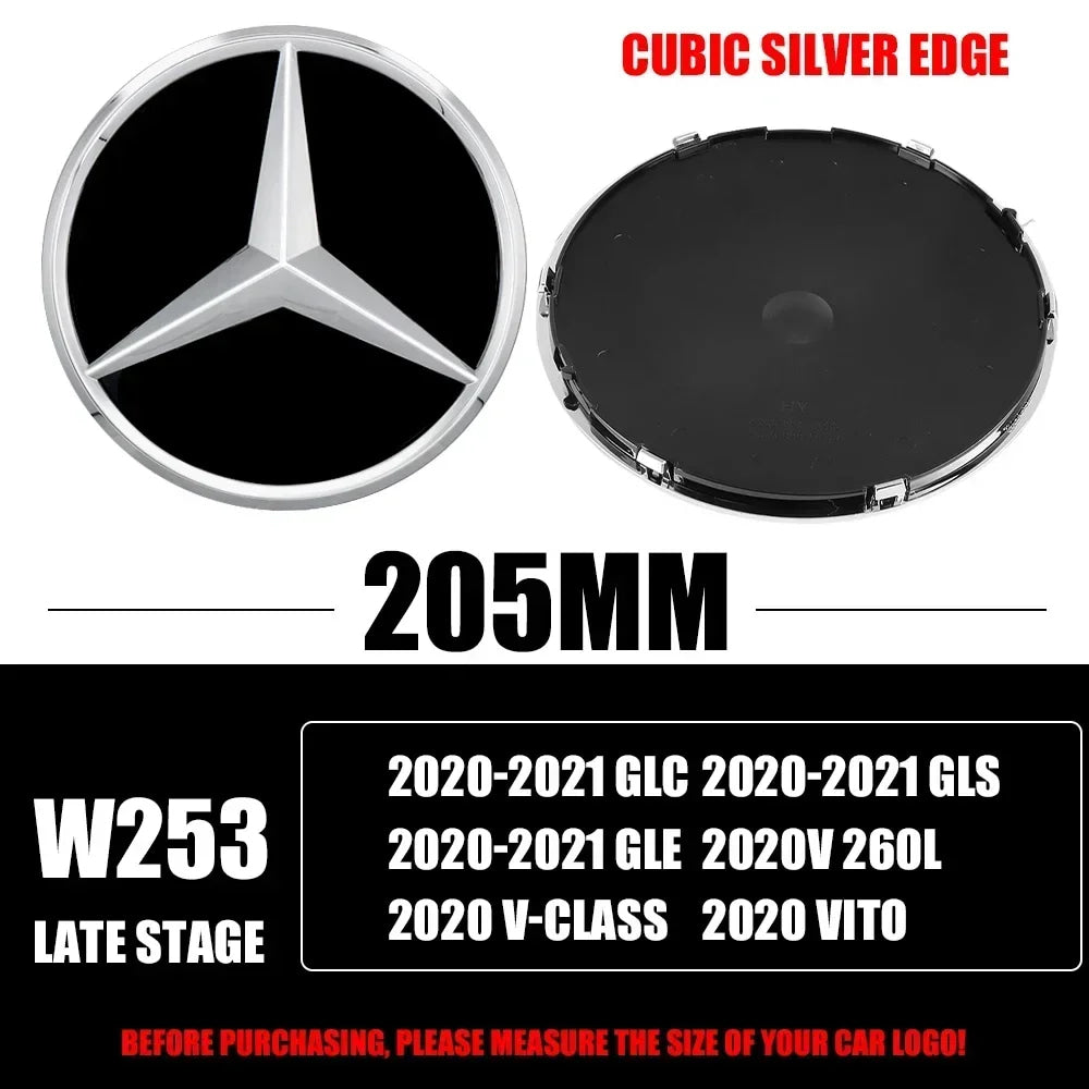 3D 185MM 205MM Front Grille Star Logo Emblem Badge Auto Accessories for Mercedes-Benz Amg C/B/E Class W205 W253 W213 GLC GLE