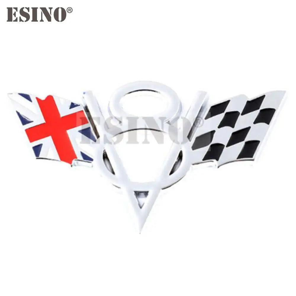 3D V8 Metal Zinc Alloy National Flag Badge Car Adhesive Emblem for Italy France Germany England America US Flag Body Fender