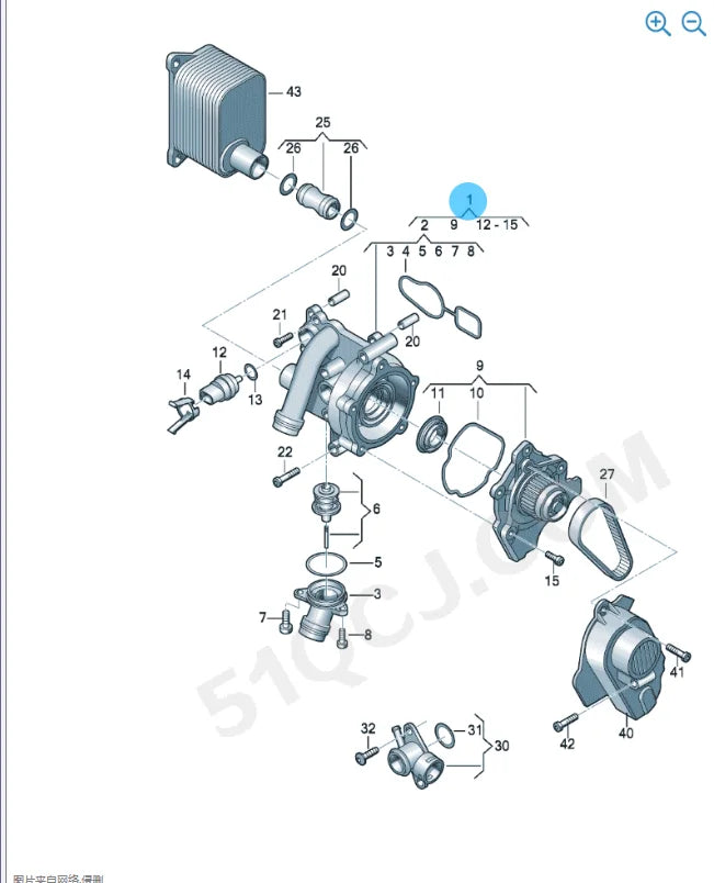 06H 121026 Ea888 Gen2 All-Aluminum Water Pump, Suitable for Audi A3A4A5Q5 Volkswagen Golf Mk6 Gti Passat B7 Tiguan Cc Scirocco Jetta 06H 121 026 Cp