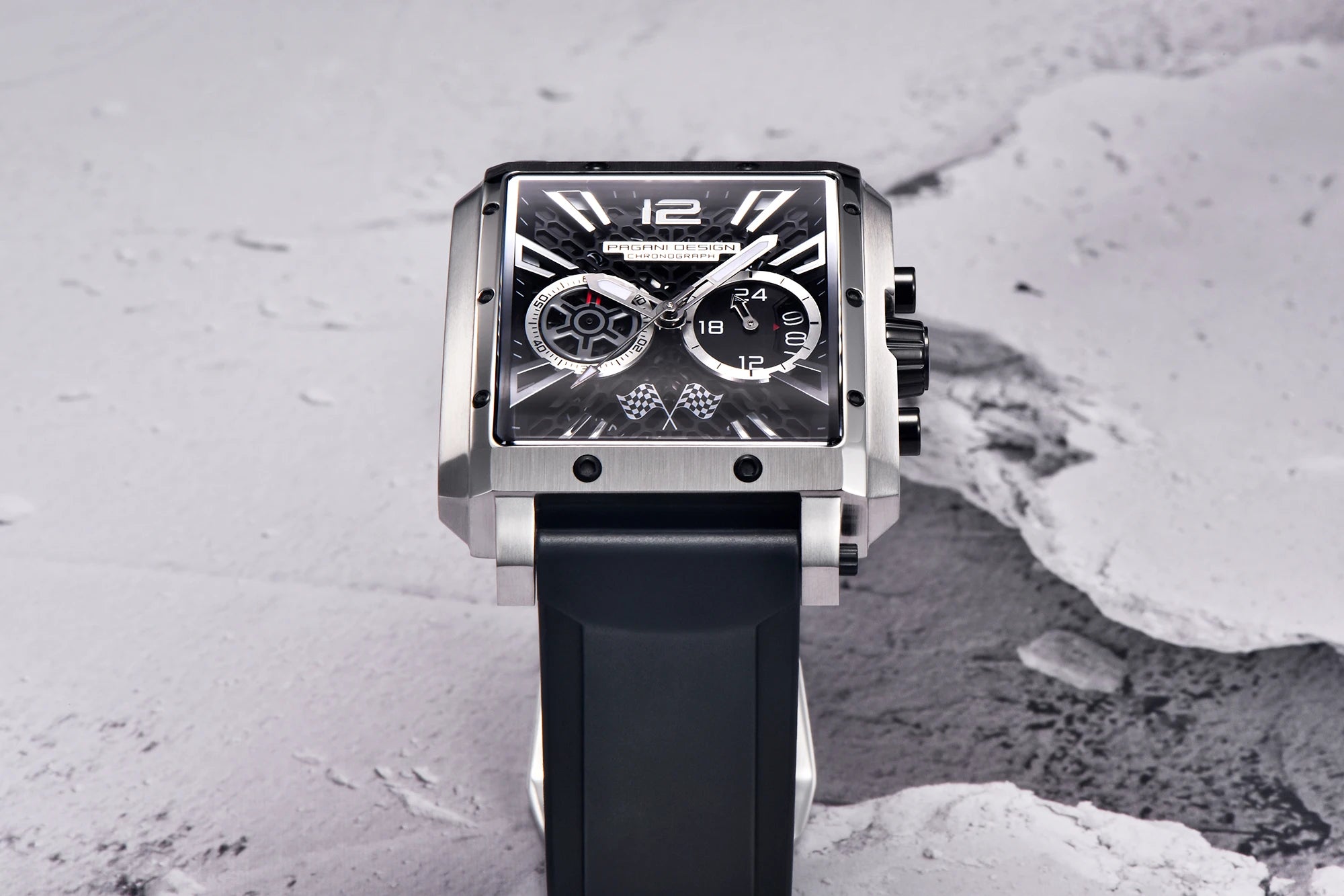 2026 New Pagani Design PD1725 Men Square Quartz Watch Chronograph 42MM Sapphire Glass Waterproof Racing Sports Silicone reloj