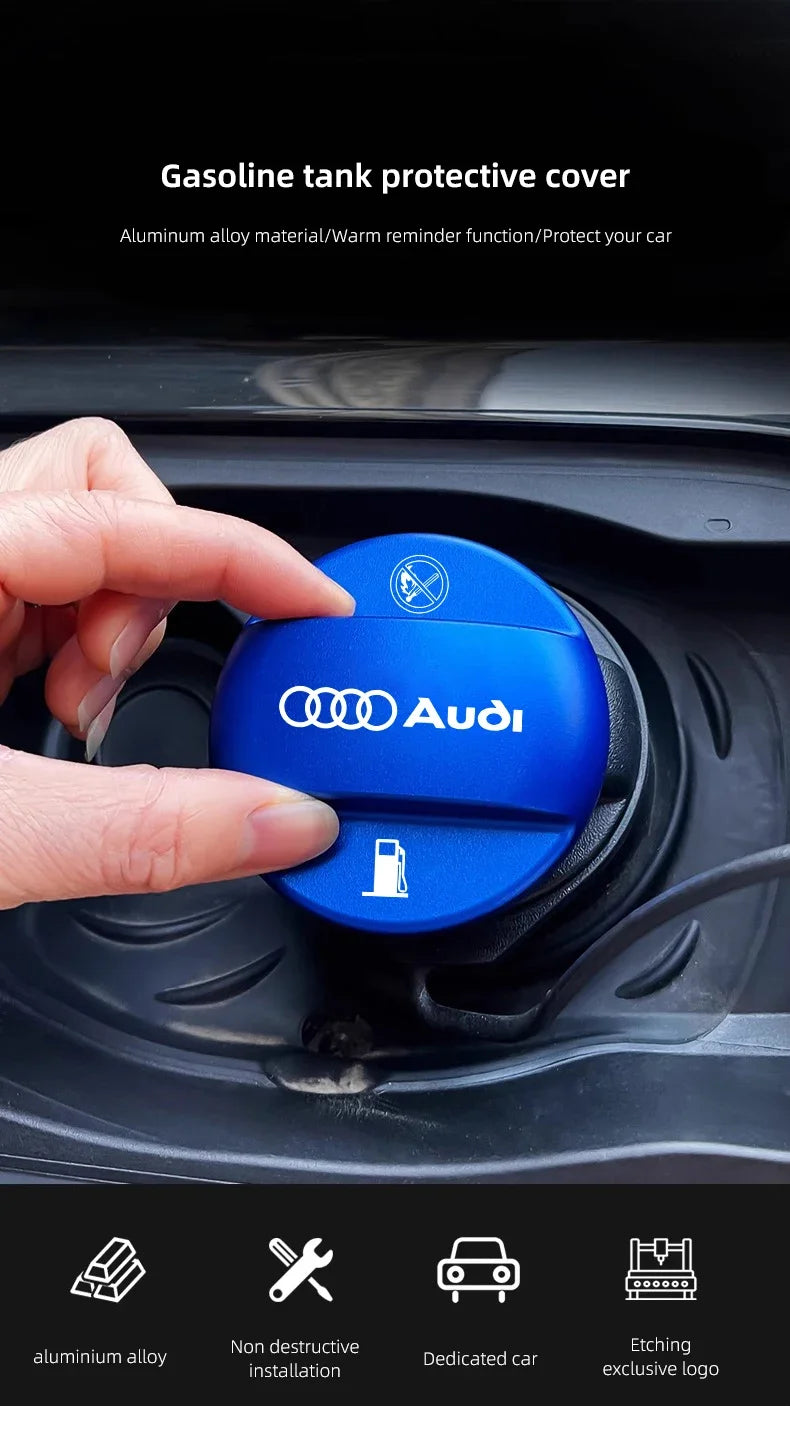 Aluminum Alloy Car Badge Fuel Tank Cap Decoration Cover For Audi A3 A1 A4 B9 A5 B7 Q5 Q3 Q2 8i TT Mk1 Mk2 S3 A7 S3 8V 8Y Q4 B9