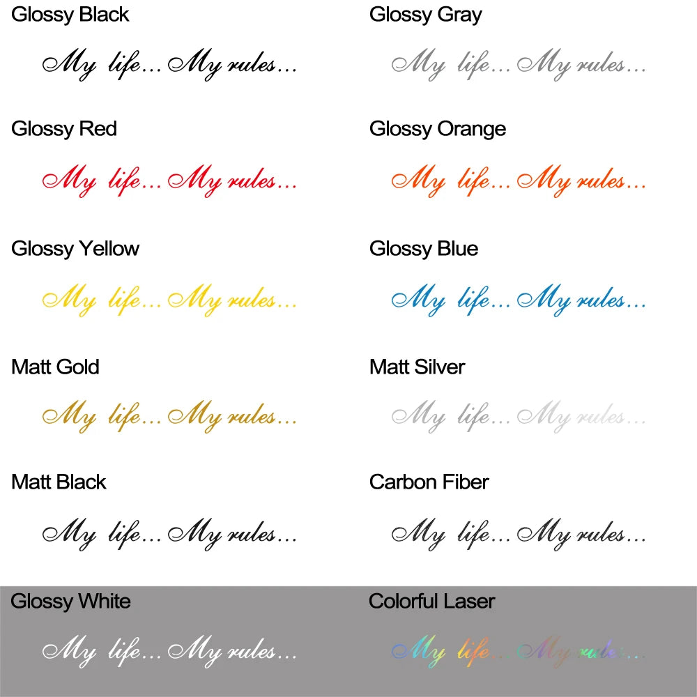 Various Sizes My Life...My Rules...Vinyl Decal Car Sticker Waterproof Auto Decoration Trunk  Rear Window Windshield Body Sticker