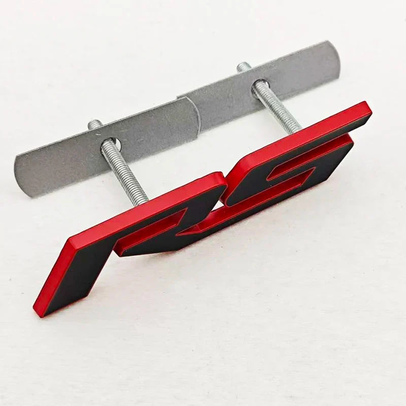 3D Metal RS Logo Sticker Front Grill Emblem Rear Trunk Badge For Chevrolet Onix Blazer lumina Camaro Cruze Monza Car Accessories