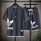 Summer 2026 New Men's pullover sportswear Set, fashionable basketball men's casual short-sleeved T-shirt + shorts two-piece set