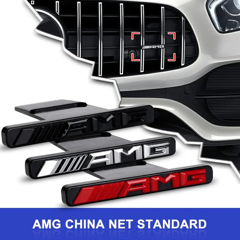 3D ABS Logo AMG Emblem Car Front Grille Badge Caps For Mercedes Benz GLC A B C E Class W204 W205 W212 W213 GT AMG Accessories