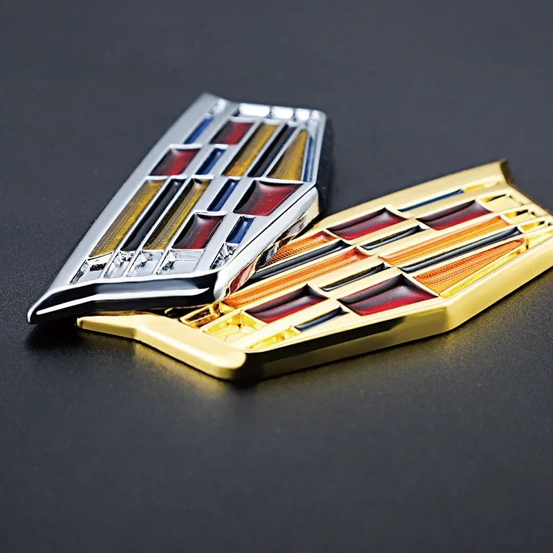 6.3cm 9.2cm Metal Alloy Car Trunk Emblem Side Body Sticker C-Pillar Label Window Badge Decoration for Cadillac XT5 ATSL XTS SRX