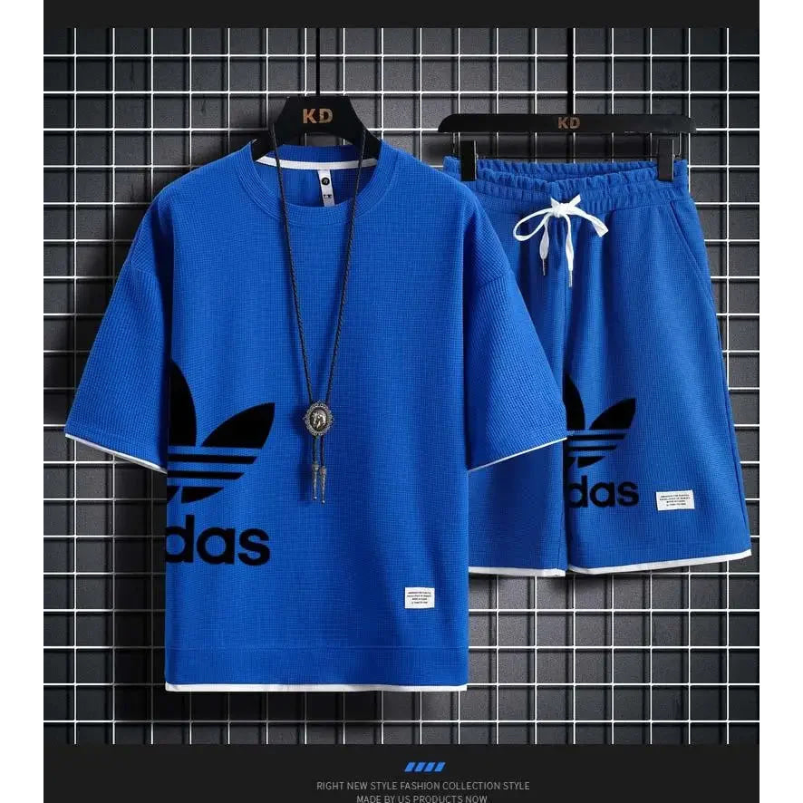 Summer 2026 New Men's pullover sportswear Set, fashionable basketball men's casual short-sleeved T-shirt + shorts two-piece set
