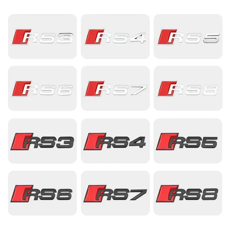 New 1Pcs Audi RS S3 S4 S5 S6 S7 S8 A3 A4 A5 A6 A7 A8 Q3 Q5 Q7 TT 3D Car Emblem Sticker Rear Trunk Body Emblem Badge Stickers