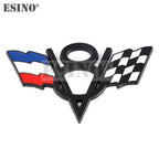 3D V8 Metal Zinc Alloy National Flag Badge Car Adhesive Emblem for Italy France Germany England America US Flag Body Fender