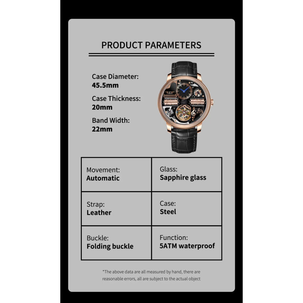 PINDU Watch New TOP Men Mechanical Watch Godfather Fashionable Classic Series 45.5MM Wristwatches Men M2791B