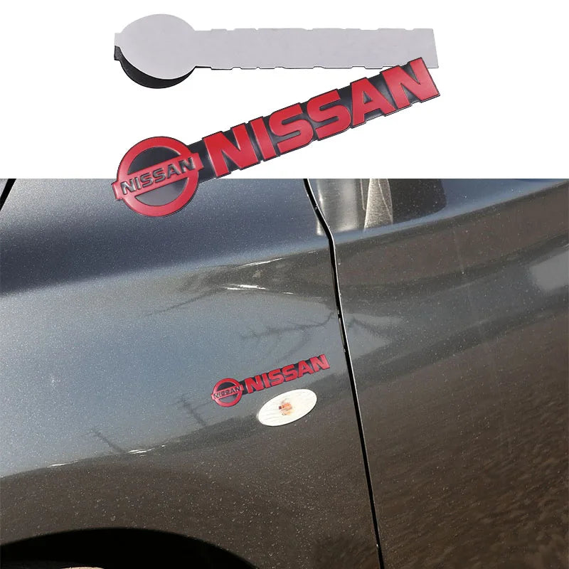 1pcs new aluminum 3D Car Fender side logo Car door Emblem Rear emblem car window sticker styling Accessories For Nissan