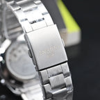 Orient Men's Chronograph Wristwatch Red Dial Stainless Steel Band 100M Waterproof Fashion Sport Watch