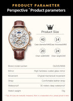 OLEVS 6658 Mens Watch Business Leather Strap Reloj  Hollow out Mechanical Automatic Wristwatch Waterproof Luminous Watch For Man