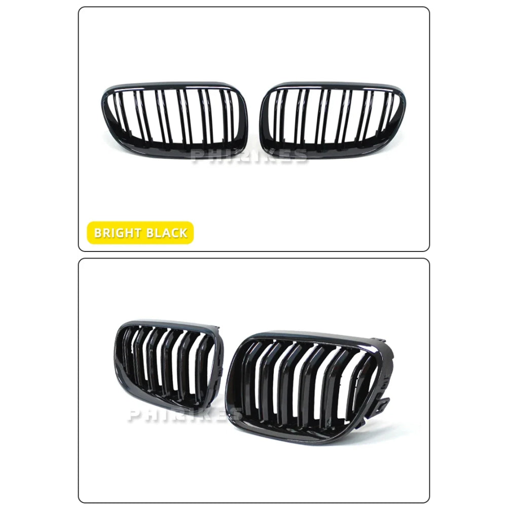 2Pcs Car Style Black Front Kidney Double Slat Grill Grille for-BMW E92 E93 3-Series 328I 335I Coupe LCI 2010-2013