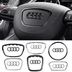 Audi Automobile Steering Wheel Logo Bright Frame Strip Electroplated Sticker Emblem For A3 A4 B8 8P B9 8V A5 A6 C7 A7 Q3 Q5 Q7
