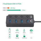 USB3.0 HUB 4 en 1 7 en 1USB Splitter 2.0 Adaptador USB Extensor de interruptor de alimentación independiente multipuerto Cable de 30 CM