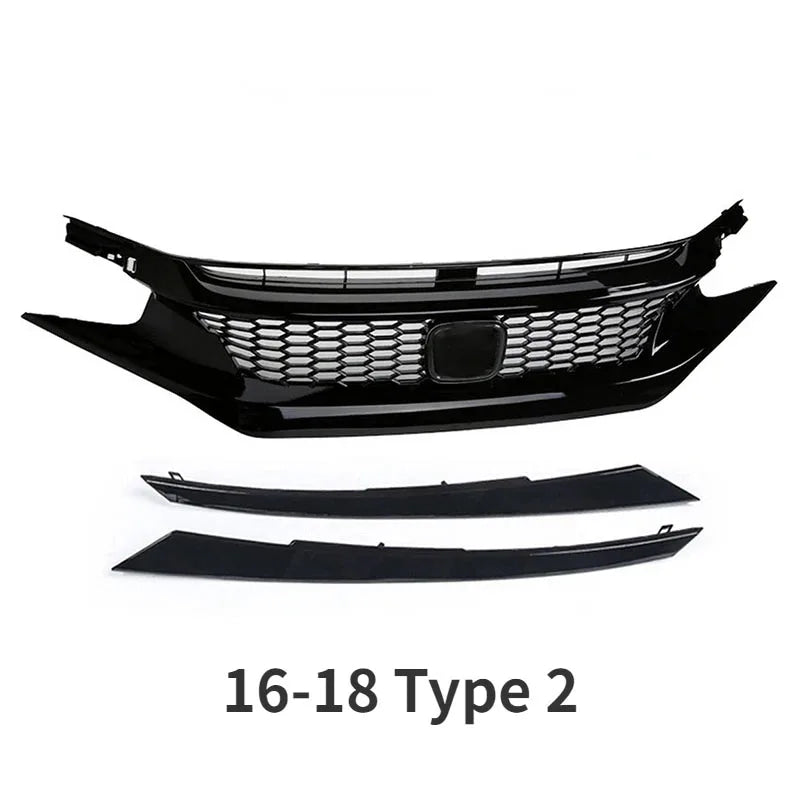 For Honda Civic 10th Gen 2016-2021 Front Grille Racing Grill Net Car Grid Splitter Upper Bumper Hood Mesh Grills