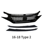 For Honda Civic 10th Gen 2016-2021 Front Grille Racing Grill Net Car Grid Splitter Upper Bumper Hood Mesh Grills