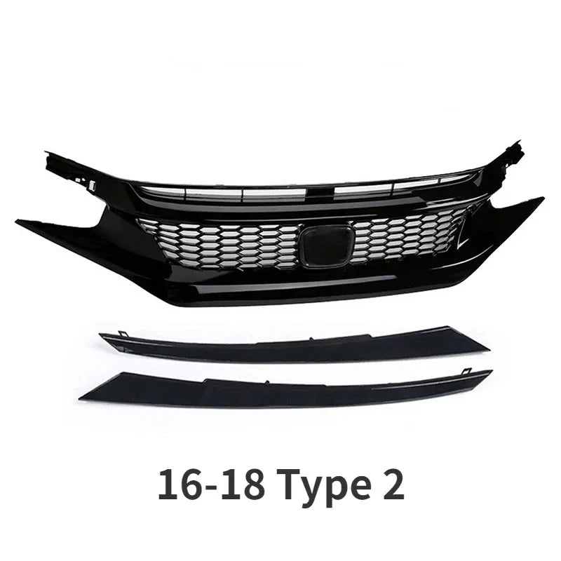 For Honda Civic 10th Gen 2016-2021 Front Grille Racing Grill Net Car Grid Splitter Upper Bumper Hood Mesh Grills