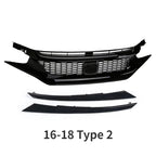 For Honda Civic 10th Gen 2016-2021 Front Grille Racing Grill Net Car Grid Splitter Upper Bumper Hood Mesh Grills