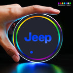 2Pcs LED Car Luminous Water Cup Pad Atmosphere Light Auto Accessories For Jeep Wrangler Renegade Compass Gladiator Cherokee Patr