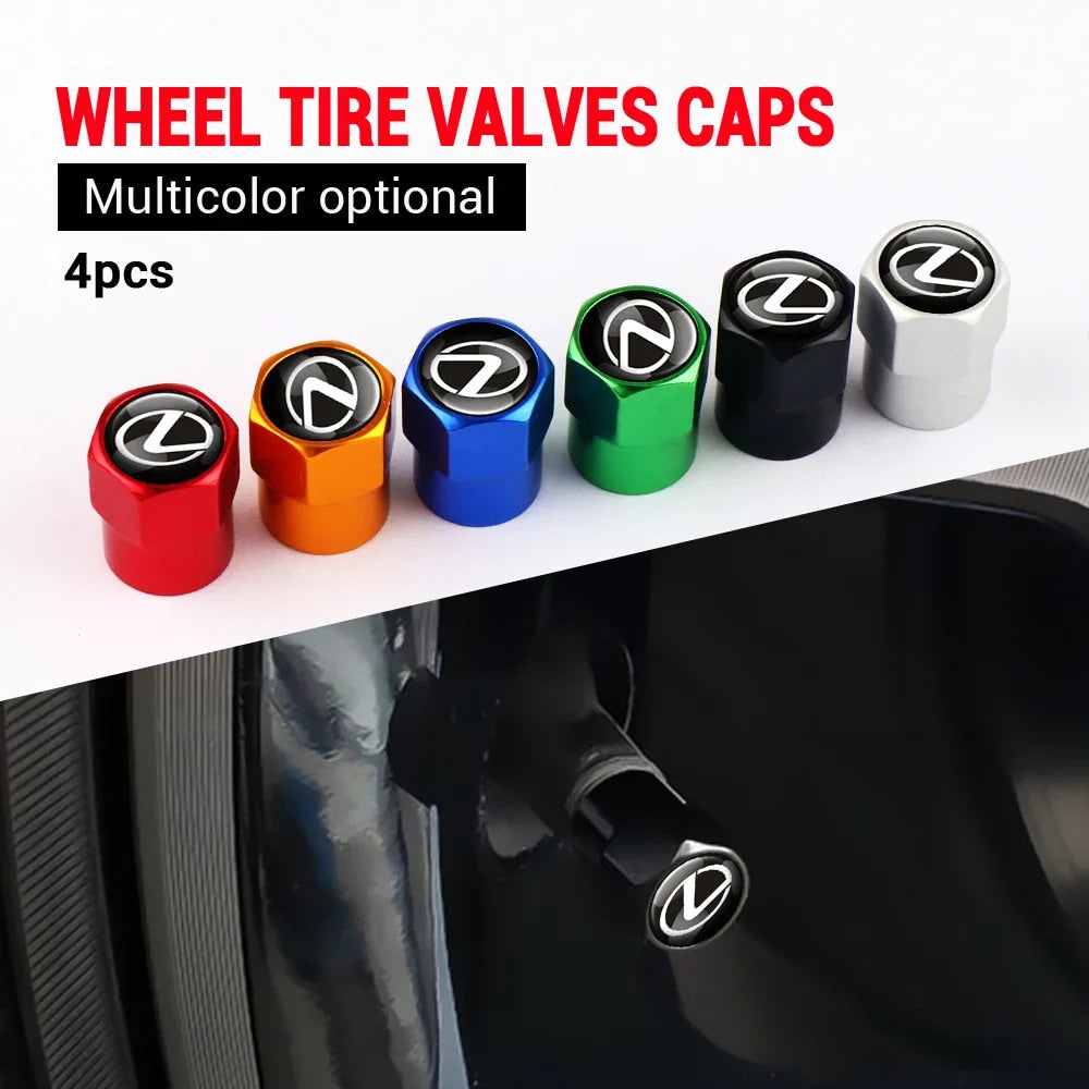 4PCS Car Wheel Tire Valve Caps Stem Case Cover Auto Accessories For Lexus CT200h ES250 ES300h NX300h RX350 IS250 IS200 GS300 450