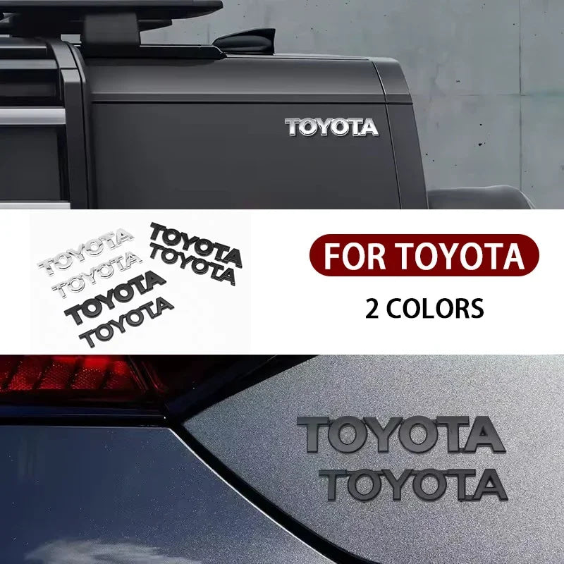 3D ABS Glossy Black Silver Letters Trunk Emblem Stickers Car Accessories Modified For Toyota camry chr corolla rav4 Car Sticker