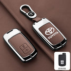 Leather Car Key Case Cover Protective Shell For Toyota Auris Camry RAV4 Avalon Yaris Verso 2012 2013 2014 2015 2016 2017 2018