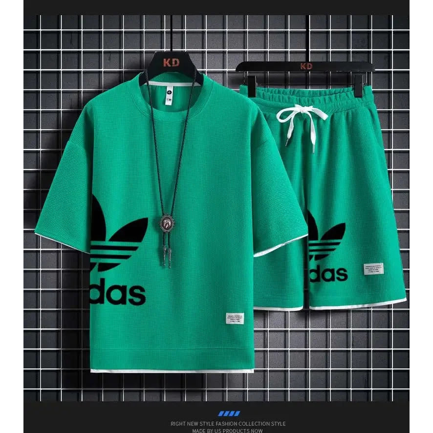 Summer 2026 New Men's pullover sportswear Set, fashionable basketball men's casual short-sleeved T-shirt + shorts two-piece set