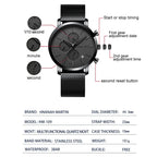 Reloj Hannah Martin Top para hombre, marca de estilo empresarial, acero inoxidable, moda, resistente al agua, deportivo, reloj de cuarzo multifuncional para hombre