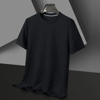 Nueva camiseta de manga corta con cuello redondo y gofres de verano para hombre, Top de manga corta