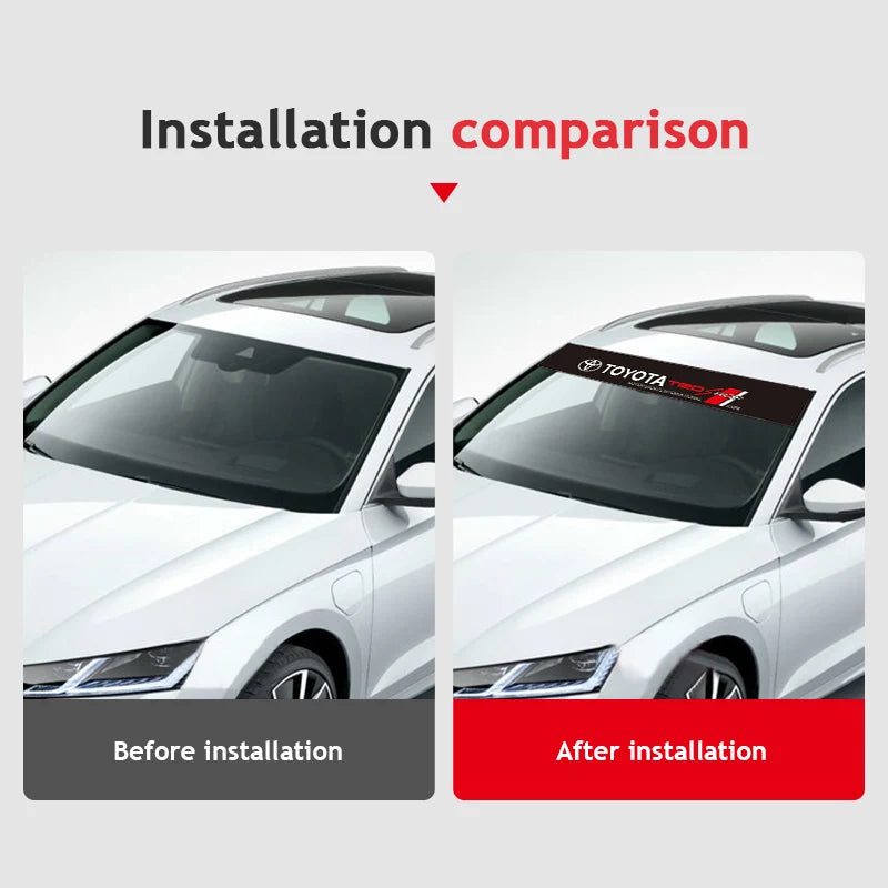 Car Front and Rear Windshield Reflective Stickers Car Styling For Toyota Hilux Aygo Yaris Ractis Corolla Camry CHR Auris Tacoma
