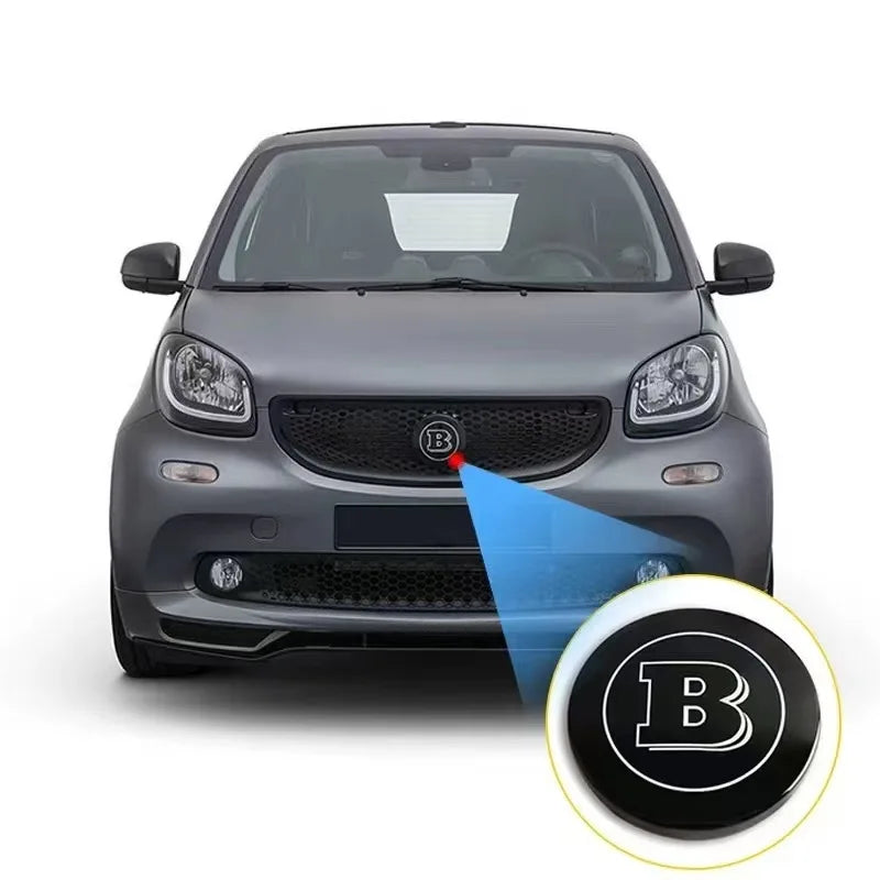 12.9cm Support Acc Car Front Grill Emblem Badge with B Logo for Smart BRABUS W453 2015-2019 Modify Badge Accessories